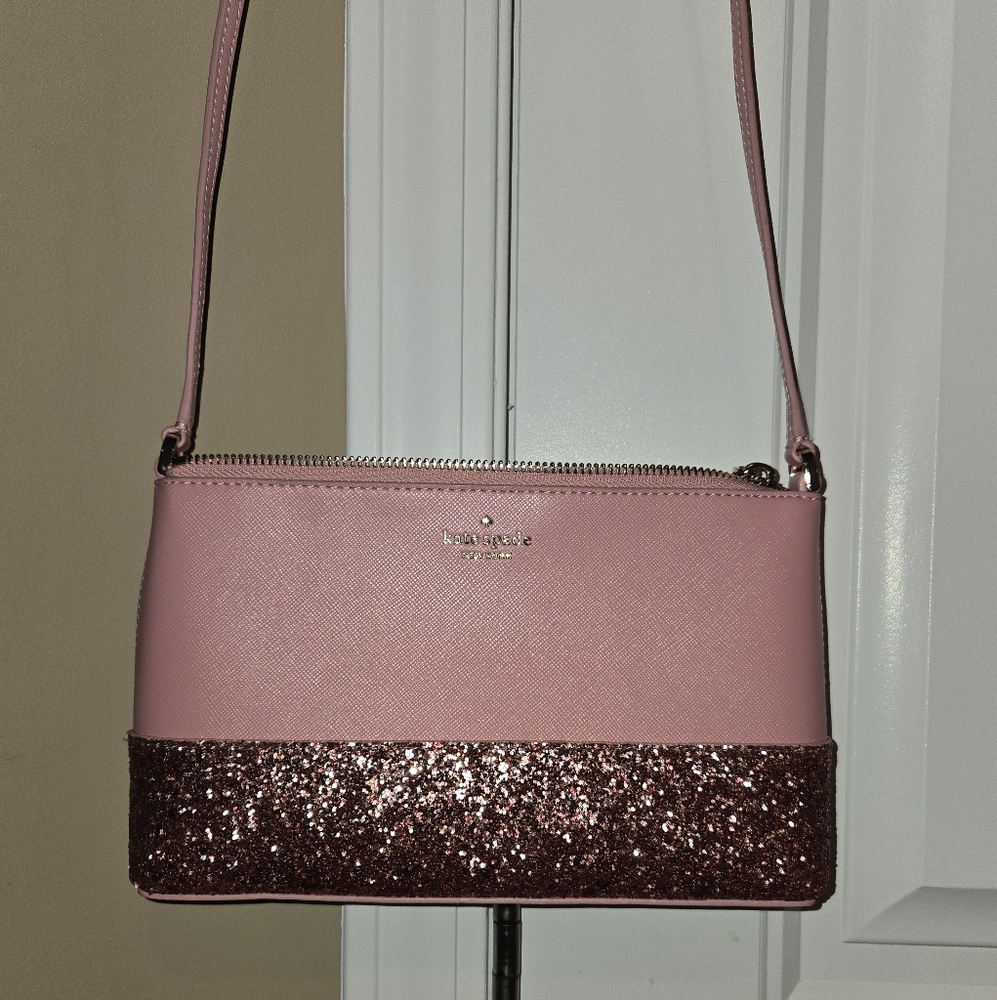 Kate Spade Greta Court Glitter Ramey Pink Crossbody Purse